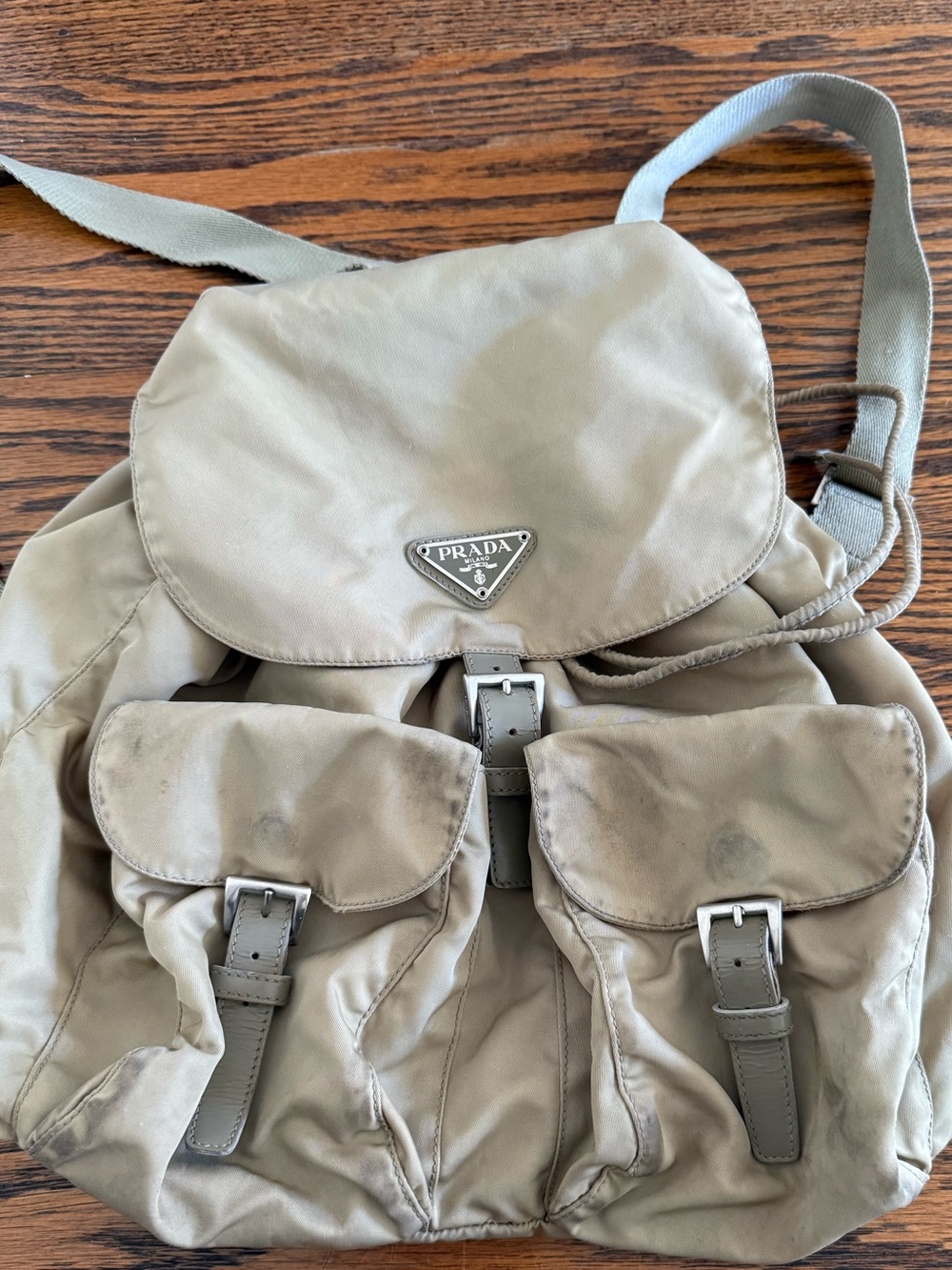 Prada Beige Nylon Flap Backpack